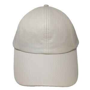 Wyeth Baseball Cap Beige One Size Faux Leather Textured Solid Strapback hat